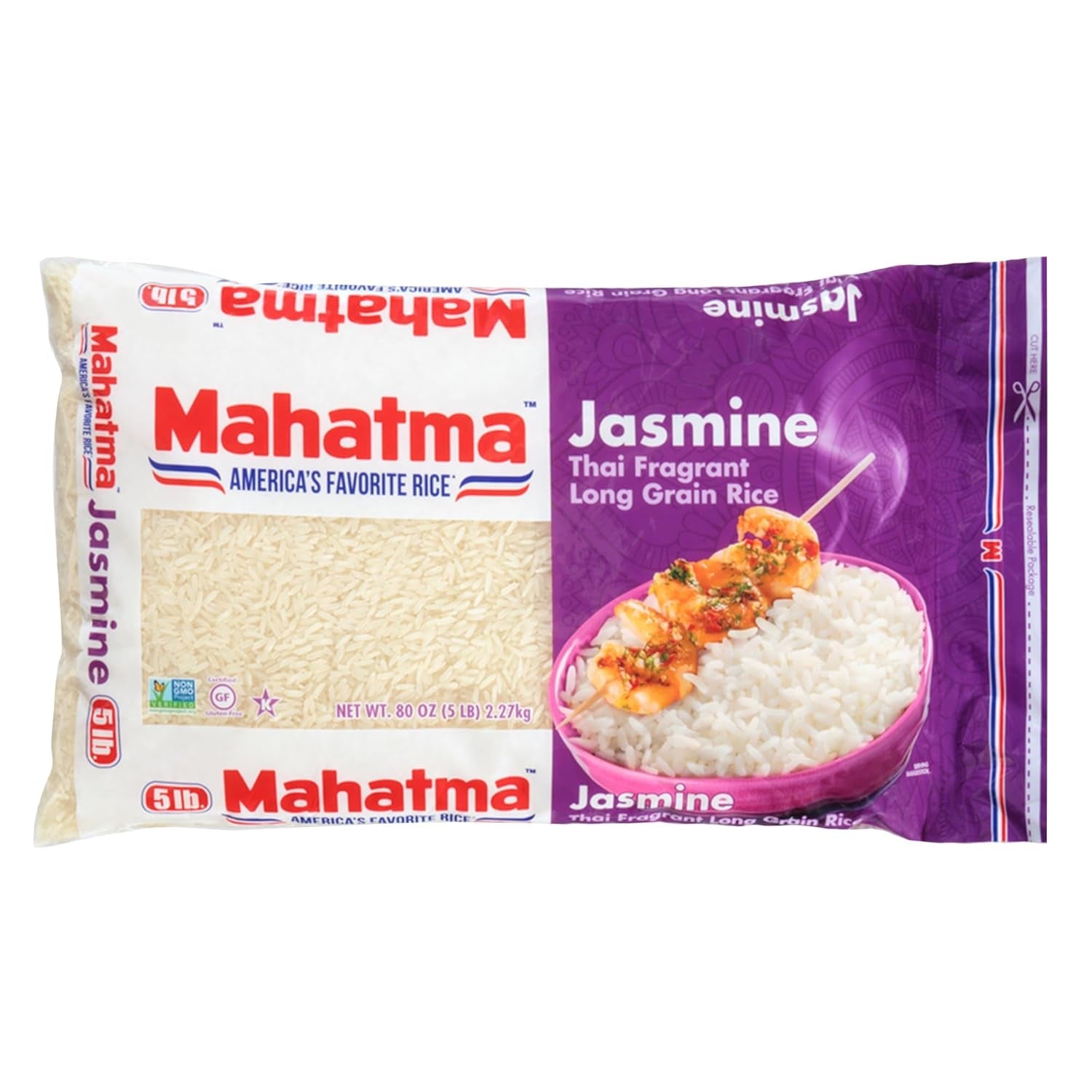 Jasmine Rice, 5Lb Bag of Rice, Thai, Indian, or Cambodian Fragrant Flavored Rice, Stovetop or Microwave Rice