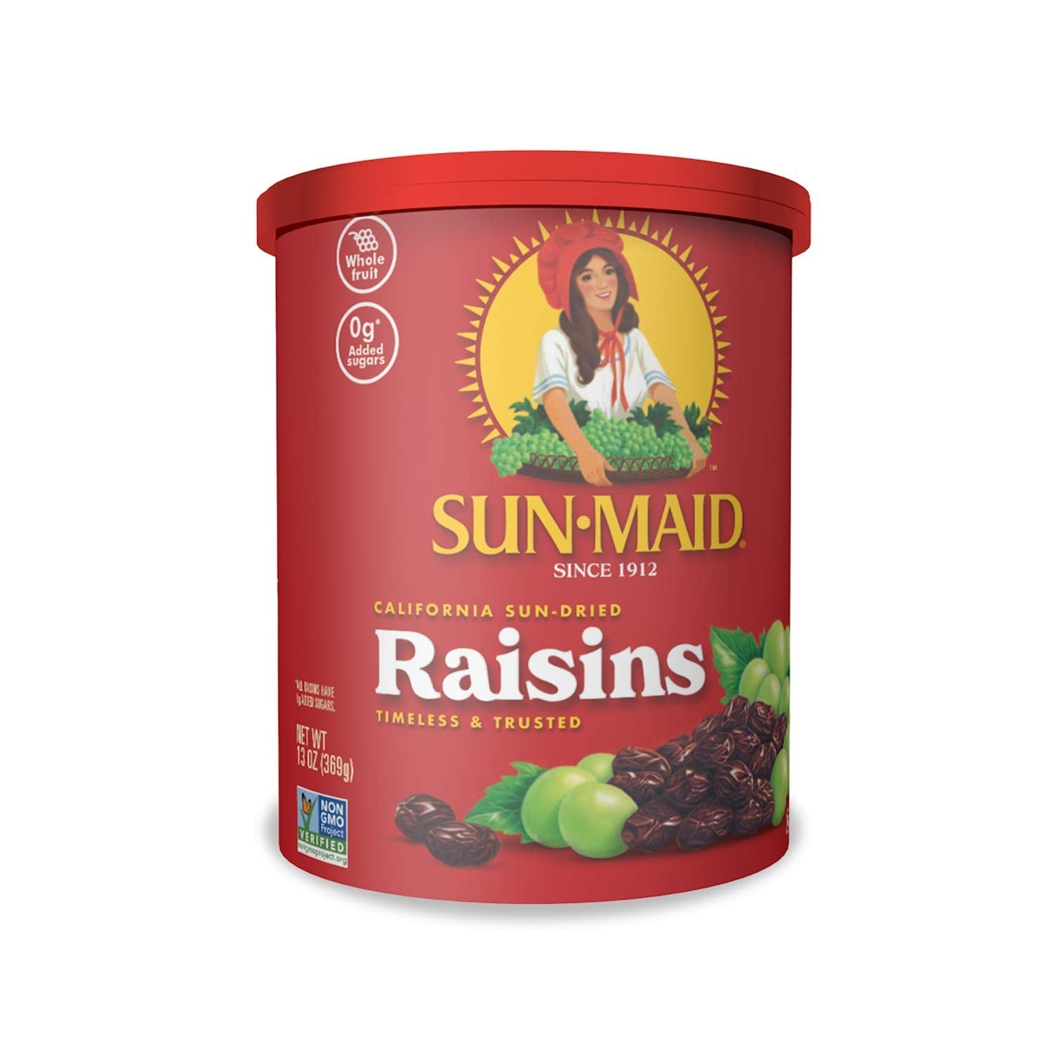 California Sun-Dried Raisins - 13 Oz Resealable Canister - Dried Fruit Snack for Lunches, Snacks, and Natural Sweeteners
