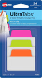 Multiuse Ultra Tabs, 2" X 1.5", 2-Side Writable, Neon Pink/Green/Orange, 24 Repositionable Tabs (74753)