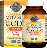 Vitamin D, Vitamin Code Raw D3, Vitamin D 2,000 IU, Raw Whole Food Vitamin D Supplements with Chlorella, Fruit, Veggies & Probiotics for Bone & Immune Health, 60 Vegetarian Capsules