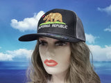 California State Bear Flag Trucker Hats for Women Men, Black Grey Embroidery Snapback Hat Cali Baseball Caps Dad Hat Unisex