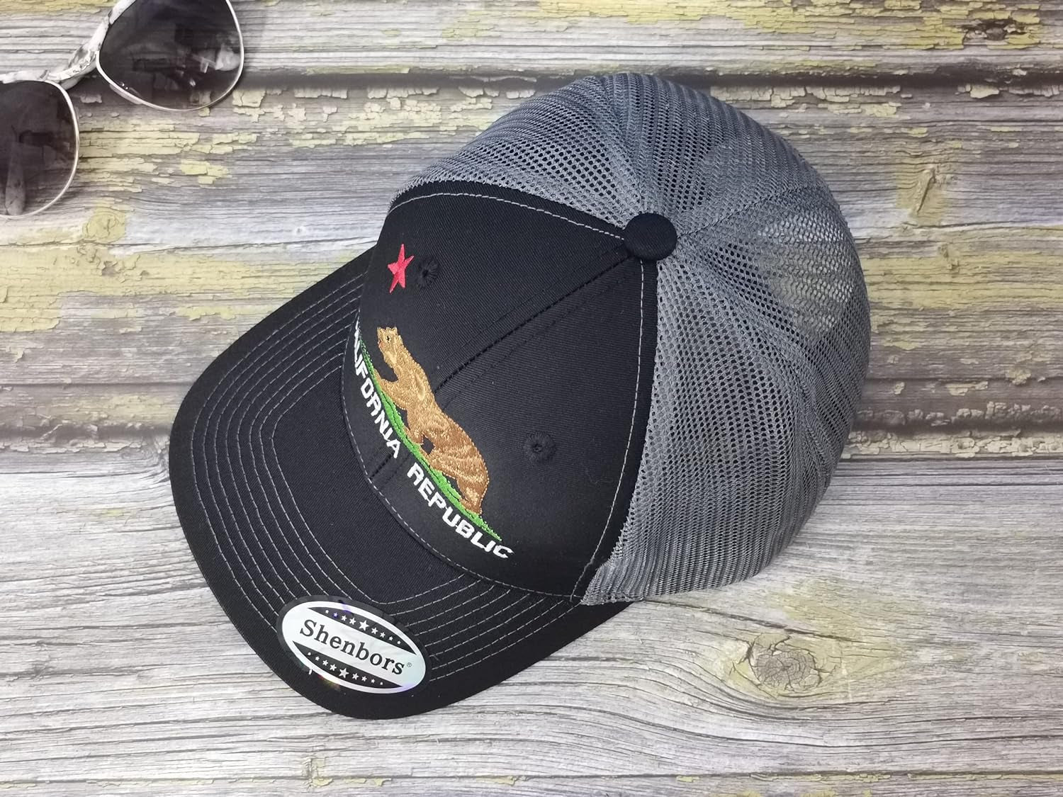 California State Bear Flag Trucker Hats for Women Men, Black Grey Embroidery Snapback Hat Cali Baseball Caps Dad Hat Unisex