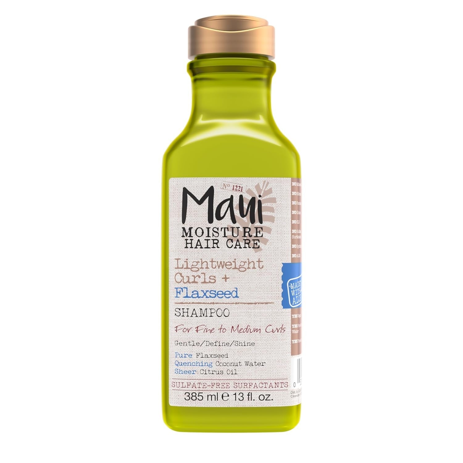 Lightweight Curls + Flaxseed Shampoo, Paraben Free, Silicone Free, 13 Fl Oz,Green