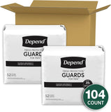 Guards Incontinence Pads for Men, Maximum Absorbency, 104 Count (2 Packs of 52), Packaging May Vary