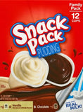 Chocolate and Vanilla Flavored Pudding Cups Family Pack, 12 Count Pudding Cups (1 Pack)