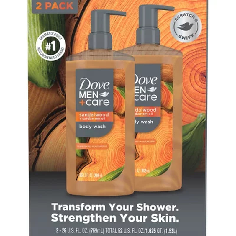 Dove Men+Care Sandalwood Body Wash, 26 Fl. Oz., 2 Pk.