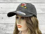 Embroidered Maryland State Flag Hat for Kids Women Men, Washed Black Distressed Denim Baseball Cap Adjustable Dad Hat Unisex