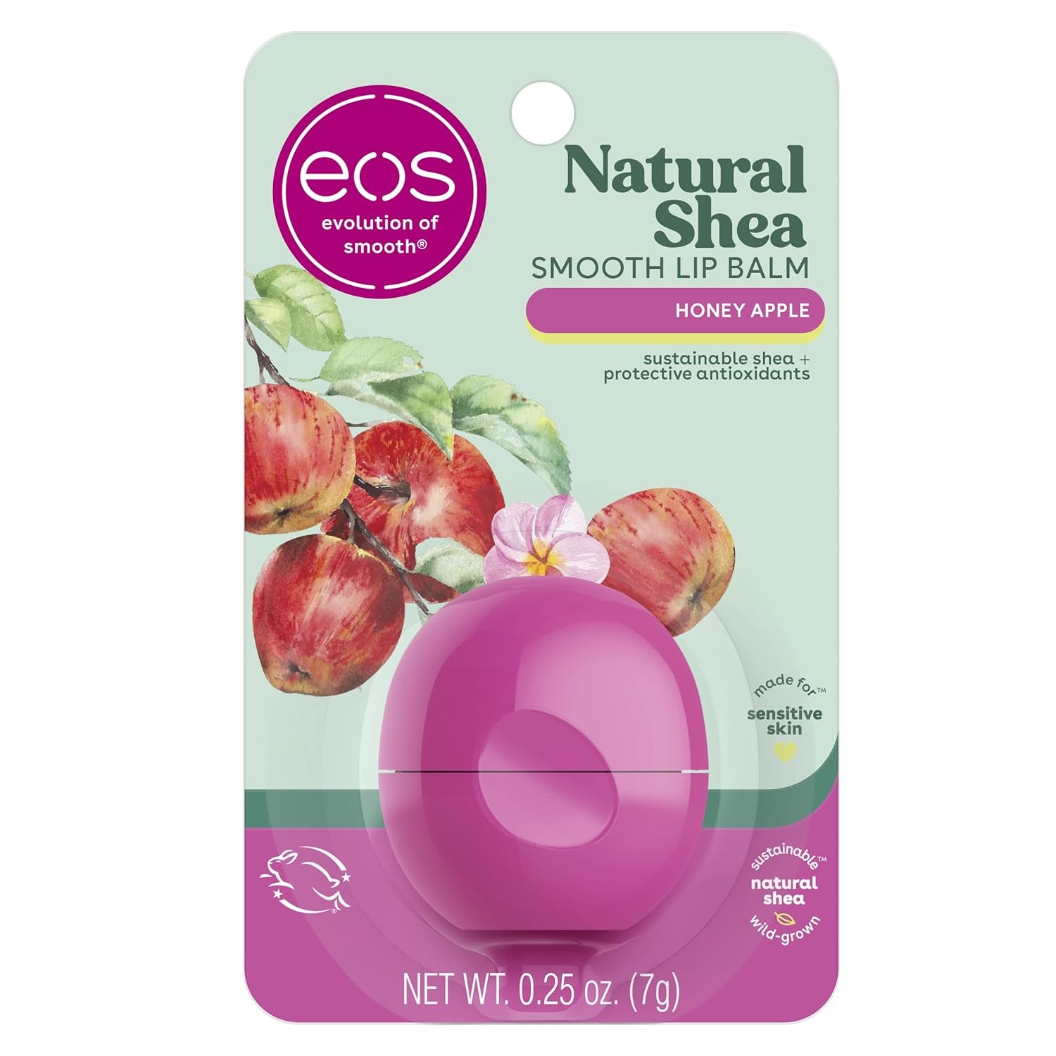 Natural Shea Lip Balm- Honey Apple, All-Day Moisture, Made for Sensitive Skin, Shea Lip Care Products, 0.25 Oz