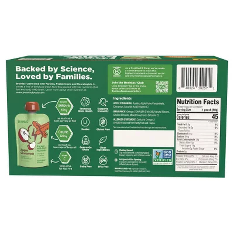 Brainiac Cinnamon Applesauce, 3.2 Oz., 24 Pk.