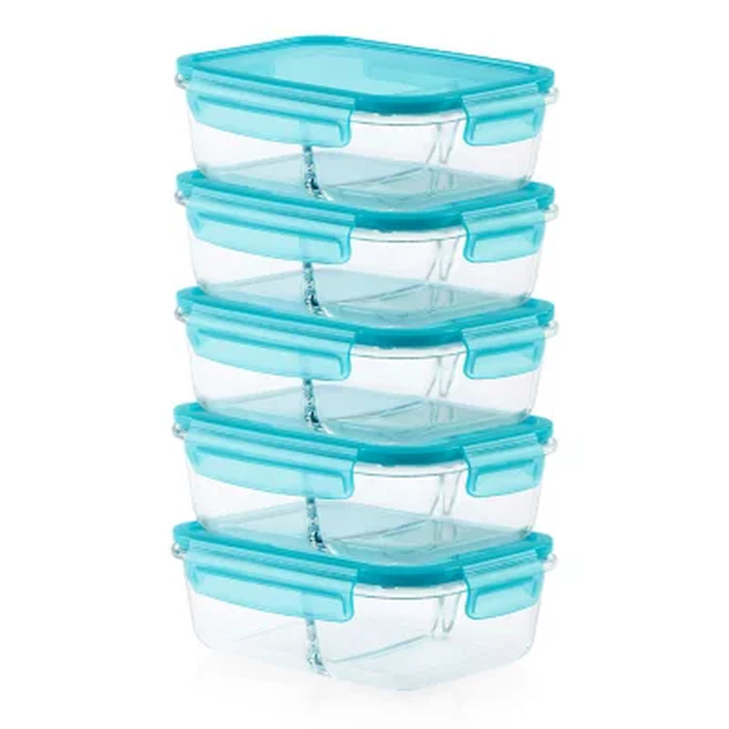 Pyrex Meal Prep 10-Piece Divided Glass Food Storage Set, 4-Cup Capacity