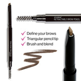 Ultimate Eyebrow Retractable Definer Pencil, Dark Brown, Dual-Sided, Fine Tip, Shapes, Defines, Fills Brows Makeup