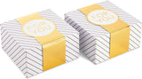 8" Medium Gift Box Set with Wrap Bands (2-Pack: Gold and White Stripes, for You) for Christmas, Hanukkah, Weddings, Valentine'S Day, Birthdays
