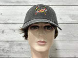 Embroidered Maryland State Flag Crab Shaped Hat for Kids Women Men, Washed Black Adjustable Trucker Hat Cotton Embroidery Dad Hat