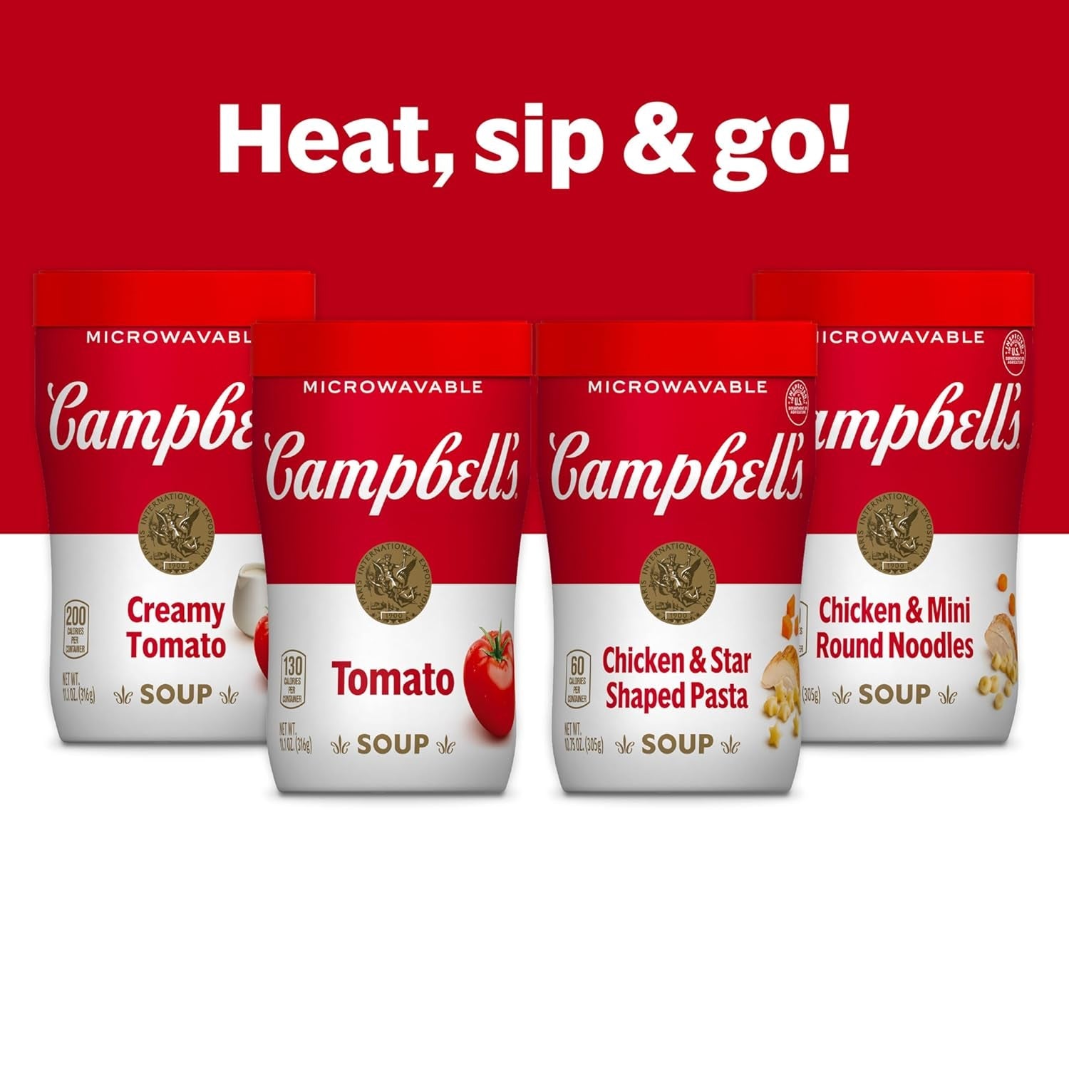 Sipping Soup, Chicken & Mini round Noodle Soup, 10.75 Oz Microwavable Cup