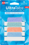 Margin Ultra Tabs, 2.5" X 1", Pastel Sparkle Shimmer Designs, 16 Repositionable Page Tabs (74150)