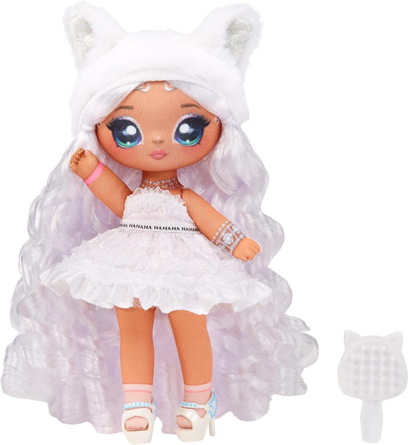 Sweetest Gems™ April Sparkles 7.5" Fashion Doll Diamond Birthstone Inspired with White Hair, Ruffle Satin Dress & Brush, Poseable, Great Toy Gift Girls Boys Ages 5 6 7 8+ Years
