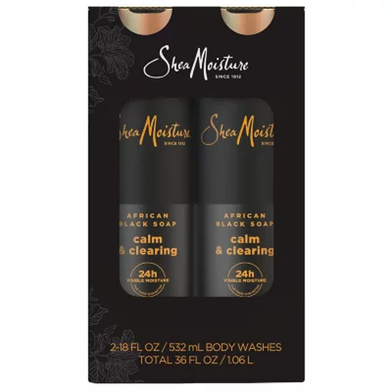 Shea Moisture African Black Soap Calm and Clearing Body Wash, 18 Fl. Oz., 2Pk.