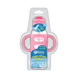 Milestones Narrow Sippy Straw Bottle, Spill-Proof with 100% Silicone Handles and Weighted Straw, 8 Oz/250 Ml, Pink, 6M+