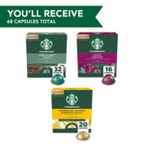 Starbucks by Nespresso Vertuo Coffee Pods, Variety Pack, 68 Ct.