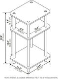 Just 3-Tier Turn-N-Tube End Table / Side Table / Night Stand / Bedside Table with Plastic Poles, 1-Pack, Sonoma Oak/White