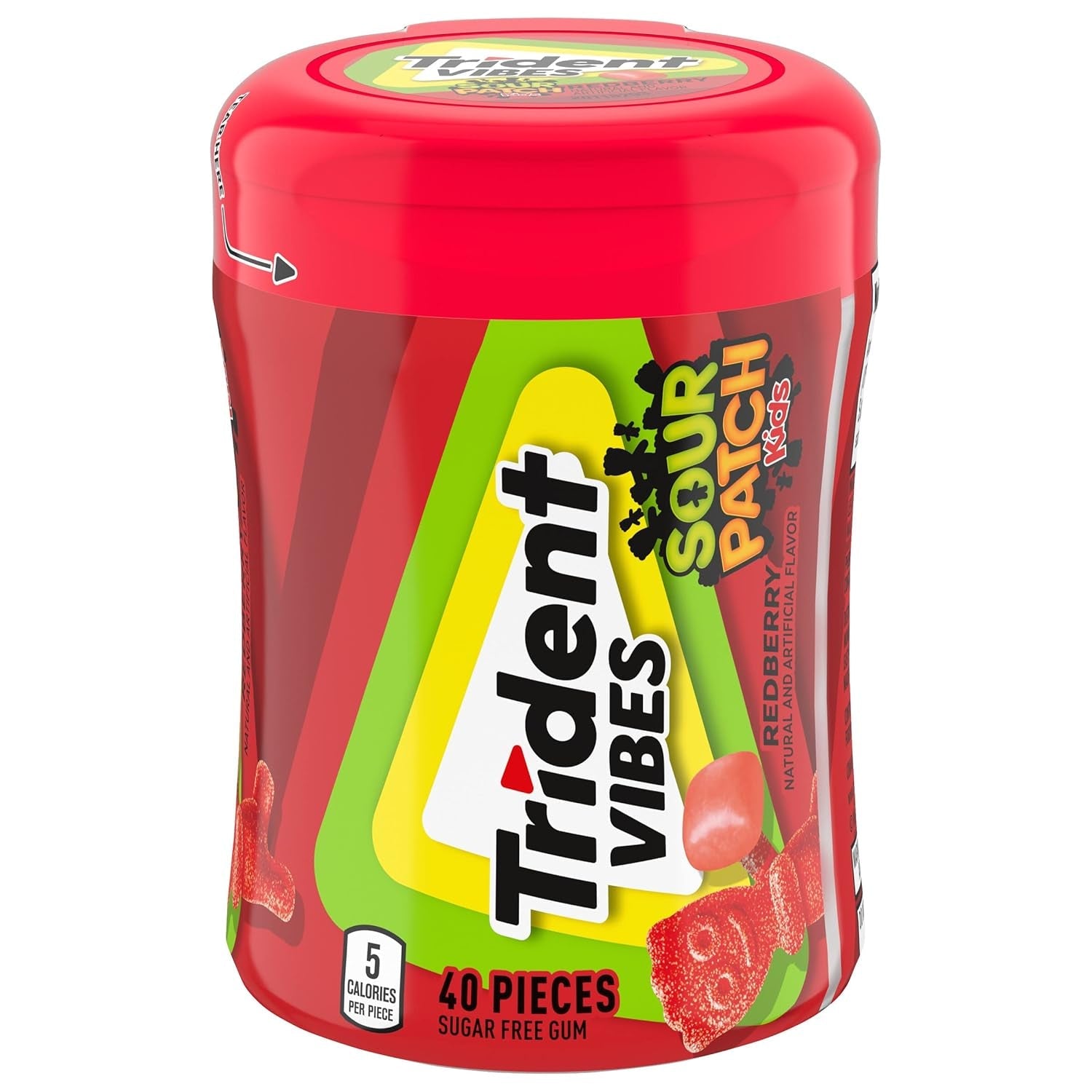 Vibes SOUR PATCH KIDS Redberry Sugar-Free Chewing Gum, 40 Piece Bottle
