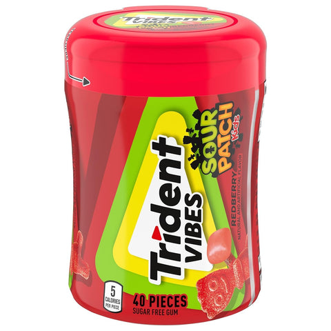 Vibes SOUR PATCH KIDS Redberry Sugar-Free Chewing Gum, 40 Piece Bottle