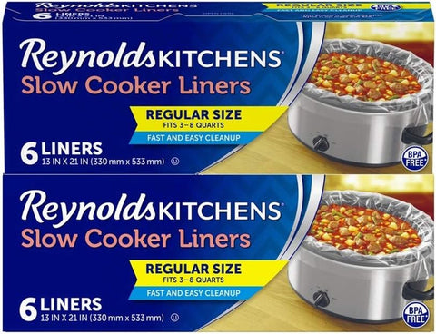 Kitchens Slow Cooker Liners, Regular (Fits 3-8 Quarts), 6 Count (Pack of 2), 12 Total