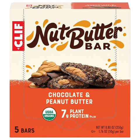 CLIF Nut Butter Bar - Chocolate Peanut Butter - Filled Energy Bars - Non-Gmo - USDA Organic - Plant-Based - Low Glycemic - 1.76 Oz. (5 Pack)