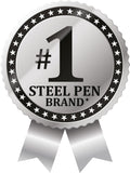F-301 Retractable Ballpoint Pen, Stainless Steel Barrel, Fine Point, Black Ink, 4-Pack (27114)