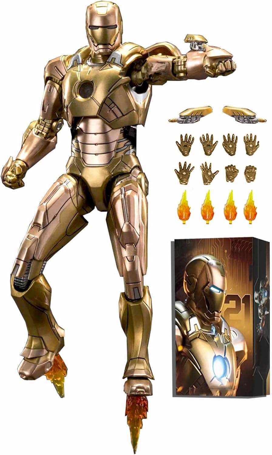 7 Inch Ironman Mark21 Action Figure (1/10 Scale) with Lots of Accessories,Exquisite Painting Collectible Toy