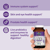 Zinc Supplements 30Mg High Potency Raw Zinc and Vitamin C Multimineral Supplement, Vitamin Code Vitamins Trace Minerals & Probiotics for Skin Health & Immune Support, 60 Vegan Capsules