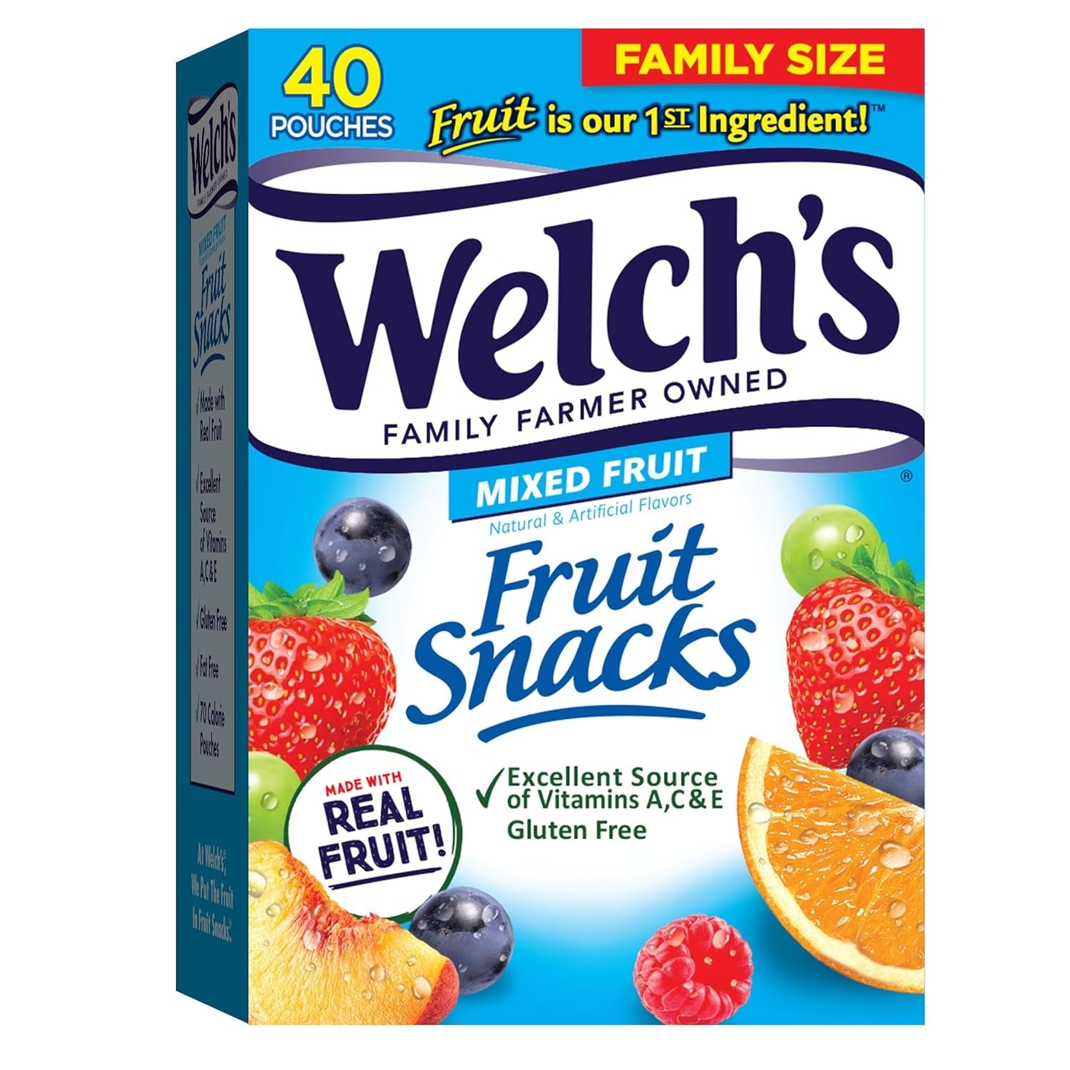 Fruit Snacks, Mixed Fruit Snack Box, Gluten Free, 0.8Oz Snack Packs (Pack of 40)