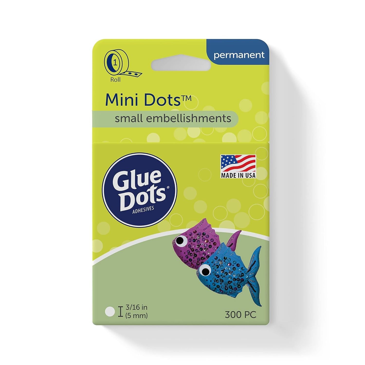 , Mini Dots, Double-Sided, 3/16", 300 Dots, DIY Craft Glue Tape, Sticky Adhesive Glue Points, Liquid Hot Glue Alternative, Clear