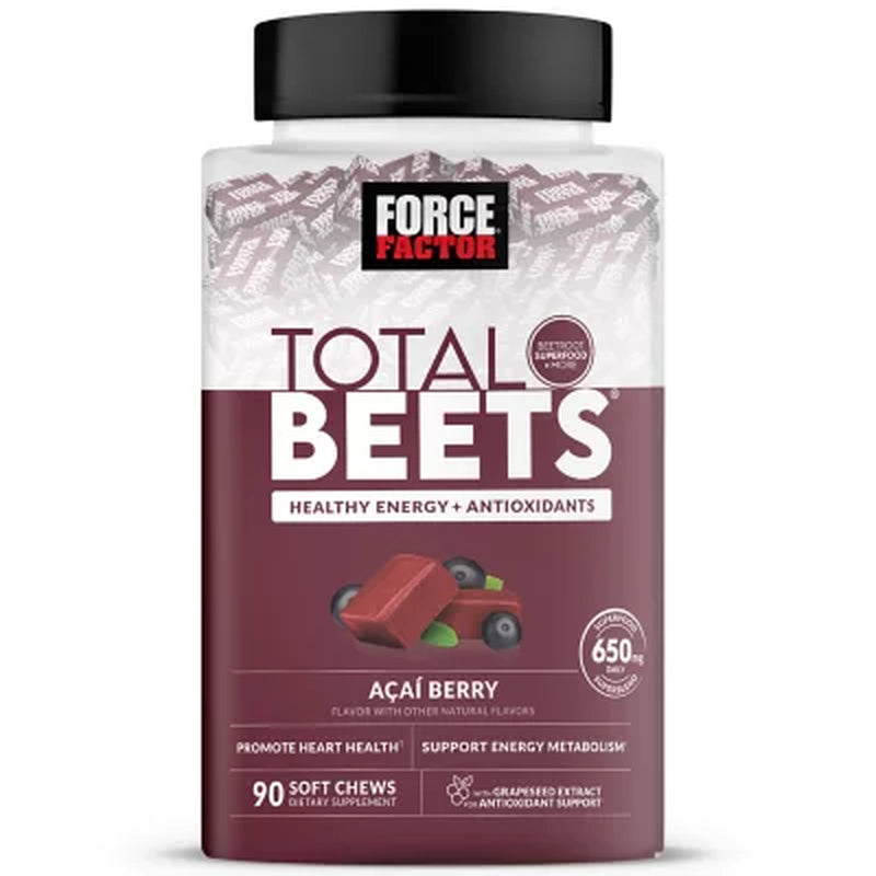 Force Factor Total Beets Soft Chews, Açai Berry, 90 Ct.