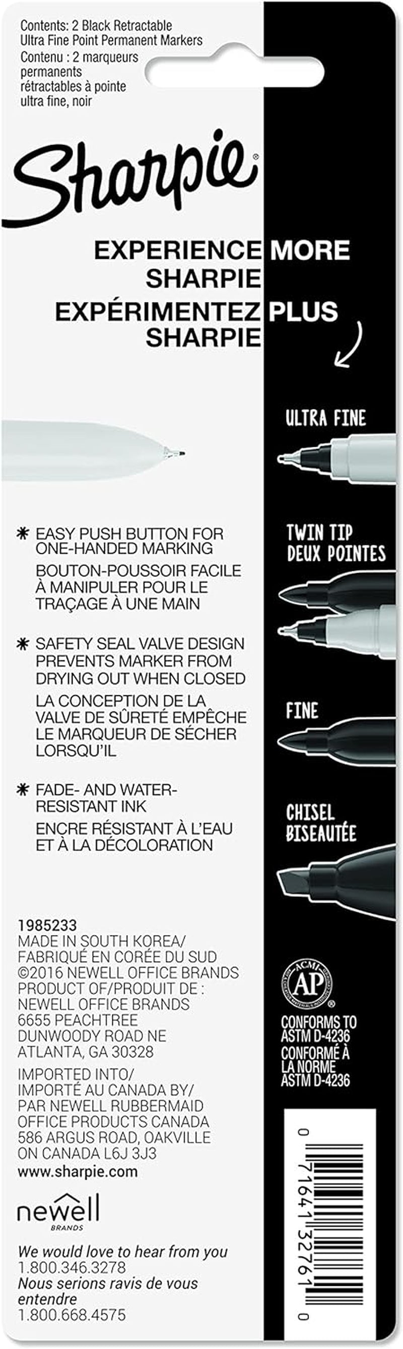 Retractable Permanent Markers, Ultra Fine Point, Black, 2 Count