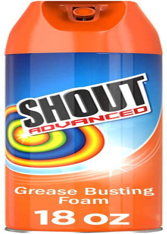 Advanced Grease Busting Foam, Laundry Stain Remover, Oil and Grease Stain Remover for Clothes Laundry; Works on Motor Oil, Bike Grease, Cooking Oil, and More! 18Oz Can