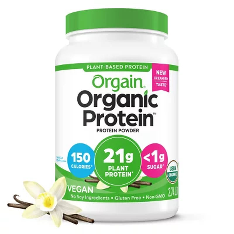 Orgain Organic 21G Plant-Based Protein Powder, Vanilla Bean 2.74 Lbs.