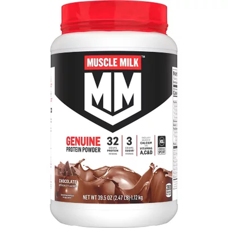 Muscle Milk Genuine 32G Whey Protein Powder, Chocolate 2.47 Lbs.