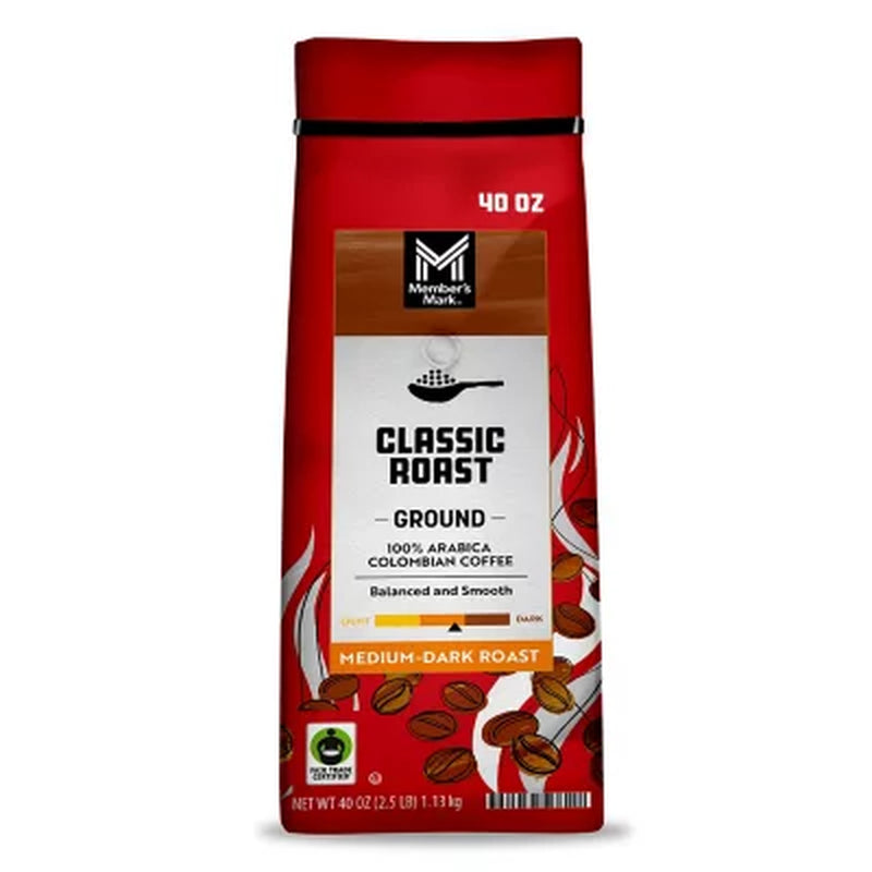 Member'S Mark Colombian Classic Medium-Dark Roast Ground Coffee, 40 Oz.
