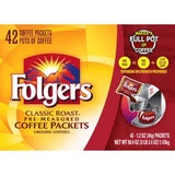 Folgers Classic Roast Ground Coffee Packets, 1.2 Oz., 42 Ct.