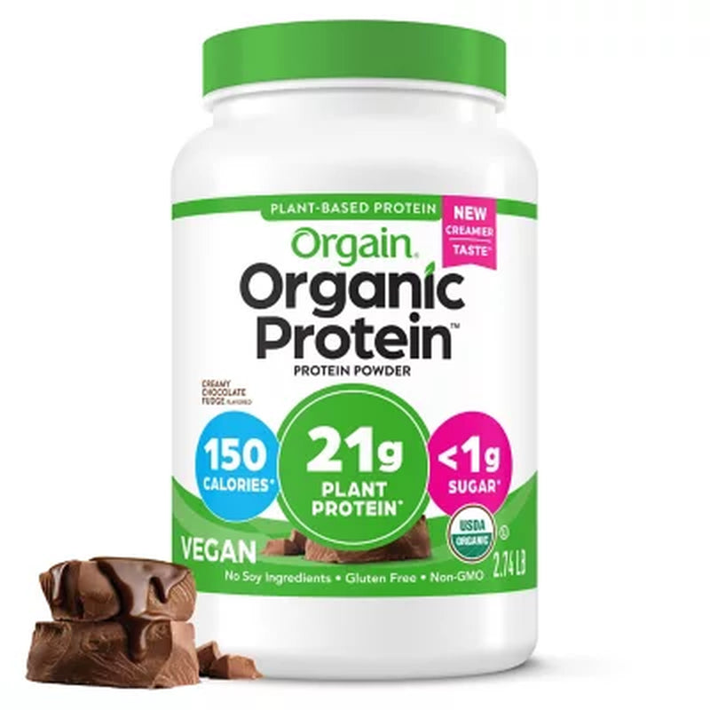Orgain Organic 21G Plant-Based Protein Powder, Creamy Chocolate Fudge 2.74 Lbs.