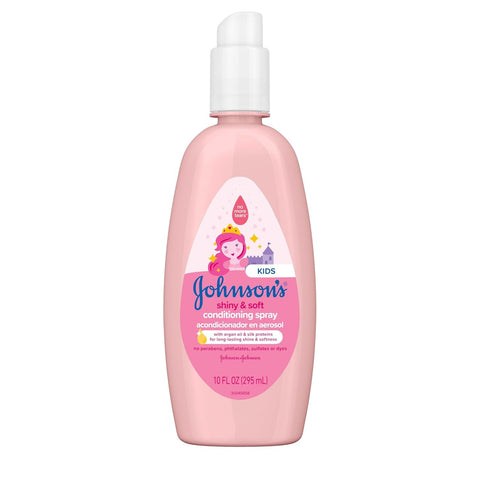 Johnson'S Kids Shiny & Soft Hair Conditioning Spray with Argan Oil & Silk Proteins, Tear-Free Conditioning Spray for Shine & Softness, Gentle for Toddler Haircare, 10 Fl. Oz