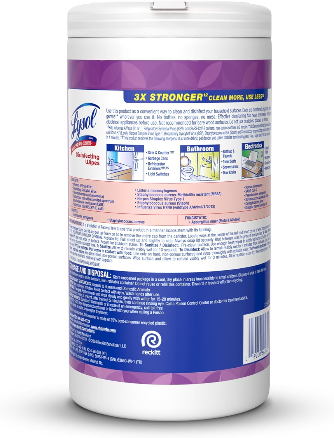 Disinfectant Wipes, Multi-Surface Antibacterial Wipes for Disinfecting, Cleaning Supplies for Home, Bathroom, Kitchen, & Electronics, Lavender & Cotton Blossom Scent, 80 Count