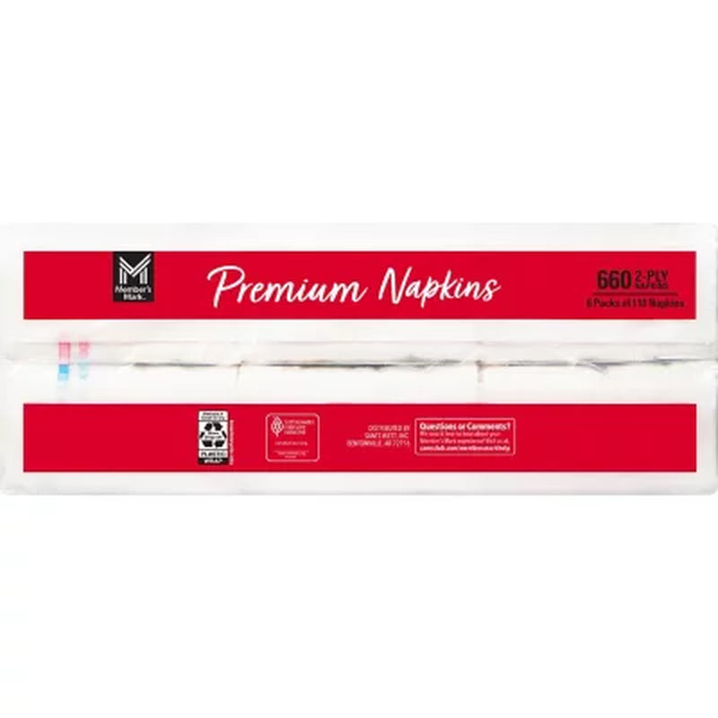 Member'S Mark Ultra Premium 2-Ply White Napkins 6 Pks., 110 Napkins/Pk.