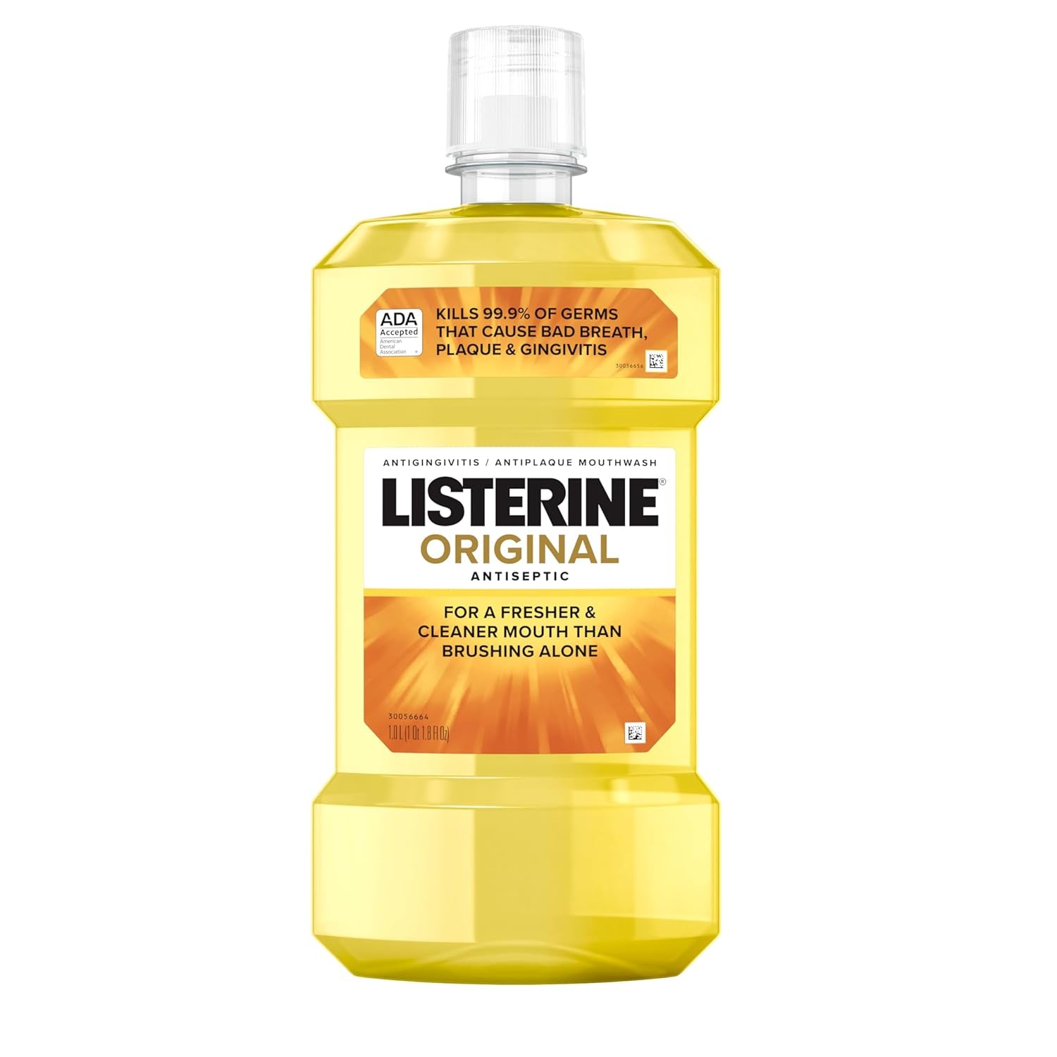 Original Antiseptic Oral Care Mouthwash to Kill 99% of Germs That Cause Bad Breath, Plaque and Gingivitis, Ada-Accepted Mouthwash, Original Flavored Oral Rinse, 1 L