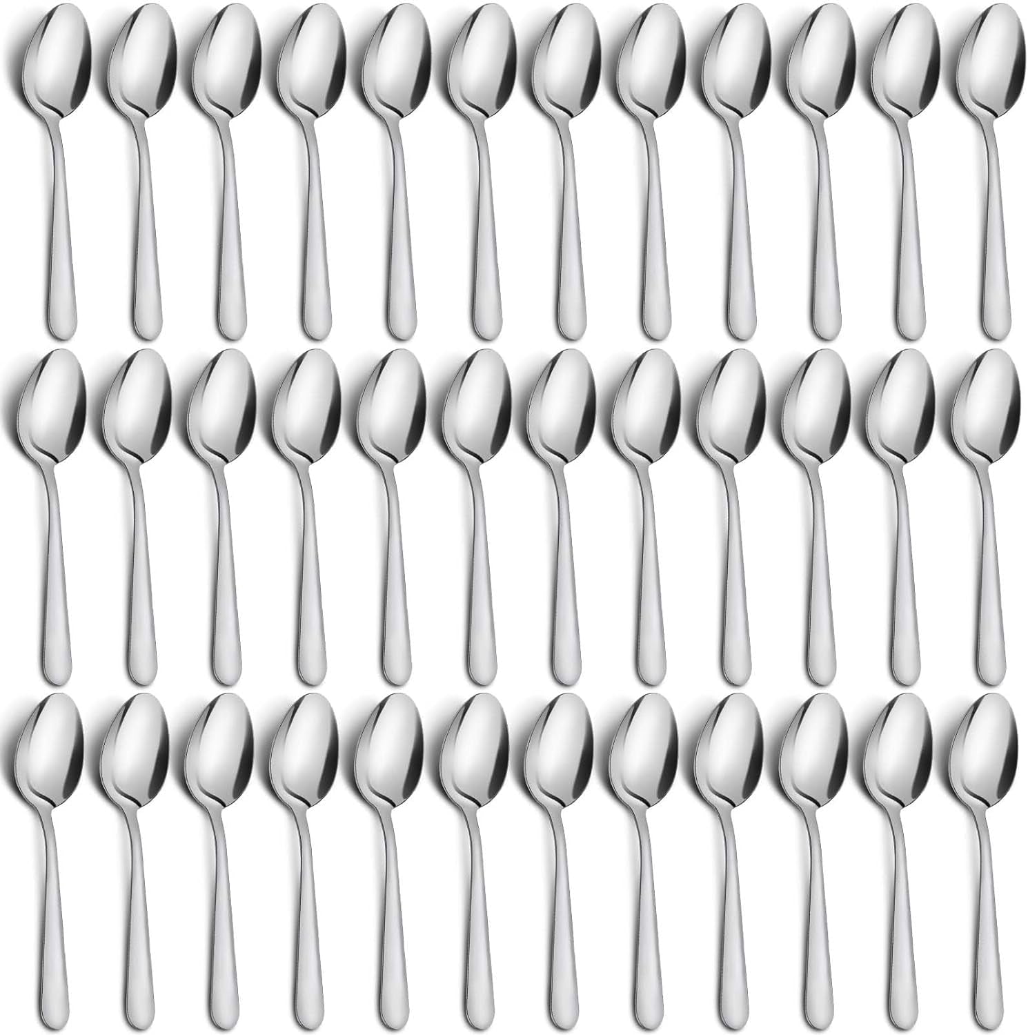 36-Piece Stainless Steel Silverware Set, 5.9" Tea Spoons, Durable Small Spoons, Cost-Effective for Home, Kitchen, Restaurant - Mirror Polished, Dishwasher Safe