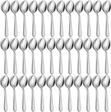 36-Piece Stainless Steel Silverware Set, 5.9" Tea Spoons, Durable Small Spoons, Cost-Effective for Home, Kitchen, Restaurant - Mirror Polished, Dishwasher Safe