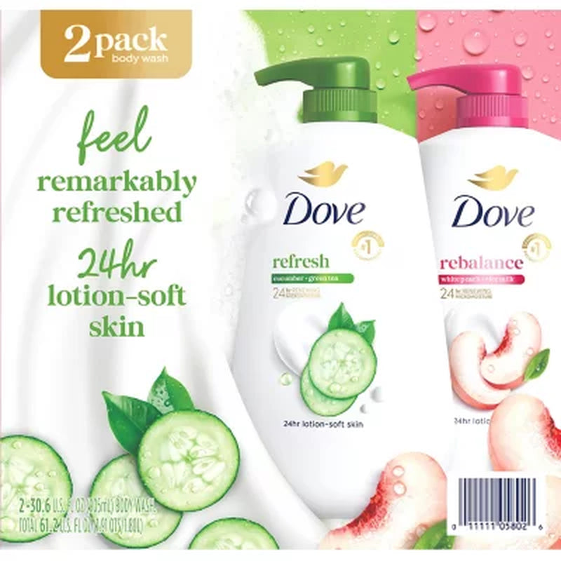 Dove Refresh & Rebalance Body Wash, 30.6 Fl. Oz., 2 Pk.