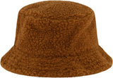 Bucket Hat, Faux Sherpa Packable Travel Hat, Wide Brim Summer Hat, Rust, One Size