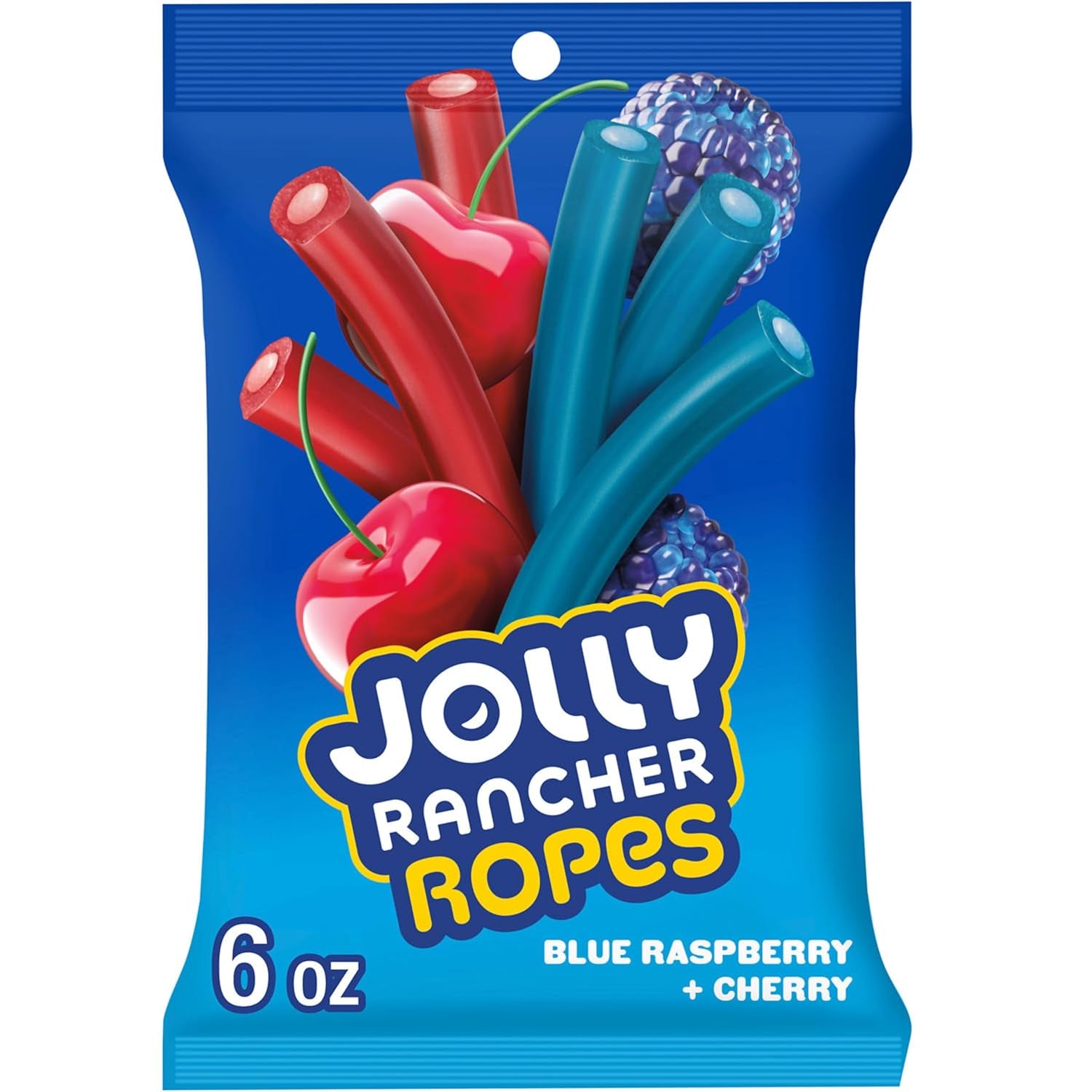 Ropes Blue Raspberry and Cherry Flavored Candy Bag, 6 Oz